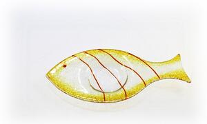 BDK-GLASS Skleněný svícínek rybička - FISH - ambrová Rozměr: 23x9cm