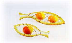 BDK-GLASS Skleněný svícínek rybička - FISH - ambrová Rozměr: 17x8cm