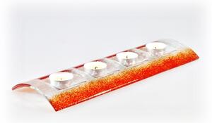 BDK-GLASS Skleněný svícen TUNNEL na 4 svíčky červený