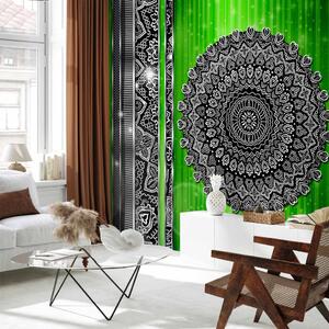 Fototapeta Abstraktní kruh - orientální vzor s ozdobami na zeleném pozadí