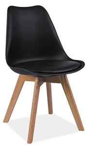 Jídelní židle KRIS plast a ekokůže černá, podnož buk