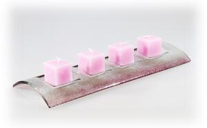 BDK-GLASS Skleněný svícen TUNNEL na 4 svíčky růžový