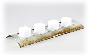 BDK-GLASS Skleněný svícen TUNNEL na 4 svíčky hnědý