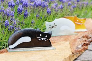 BDK-GLASS Skleněná dekorativní kočka ležící - černá