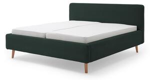 Zelená manšestrová dvoulůžková postel Meise Möbel Mattis Cord, 140 x 200 cm