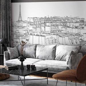 Fototapeta Skečbook - Paříž černobílý skica městské architektury ve stylu města