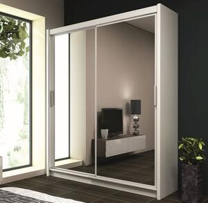 Moderní šatní skříň 160 cm s posuvnými dveřmi v bílé barvě KN453