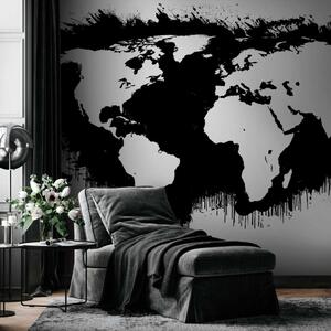 Fototapeta Černobílý svět - mapa s bílými kontinenty a černými oceány