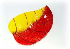 BDK-GLASS Skleněný svícínek LÍSTEK - žluto-červený Rozměr: 12x17cm