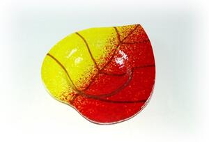 BDK-GLASS Skleněný svícínek LÍSTEK - žluto-červený Rozměr: 8x9cm