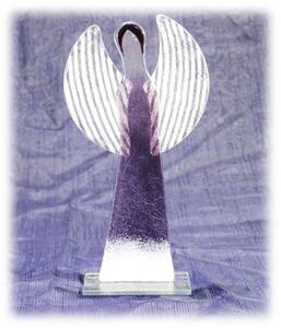 BDK-GLASS Skleněný dekorativní anděl velký fialovo-bílý