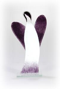 BDK-GLASS Skleněný dekorativní anděl bílo-fialový