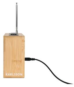 Bambusový budík s rádiem Karlsson Retro