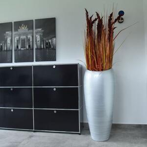 Vivanno květináč DELUXE, sklolaminát, výška 100 cm, stříbrno-bílý lesk
