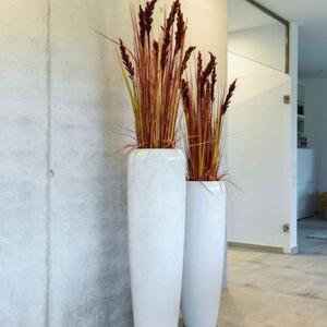 Vivanno vysoký květináč CAVITA, sklolaminát, výška 97 cm, bílý mramor, lesk