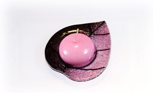 BDK-GLASS Skleněný svícínek LÍSTEK - růžovo-fialový Rozměr: 8x9cm
