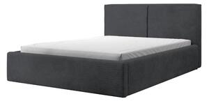 Manželská postel 140 cm Fatime (s roštem) (s úl. prostorem) (tmavě šedá + černá)