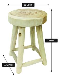 Teaková kulatá stolička VAGOS, 46 cm, natur provedení
