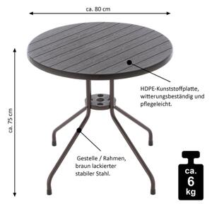 Kulatý zahradní stůl dřevěný design, hnědý, 80 cm