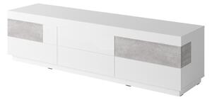 SELINKA 40 TV stolek 6 šuplíkový, bílý lesk/colorado beton