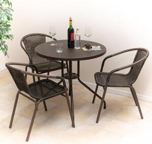 Kulatý zahradní stůl dřevěný design, hnědý, 80 cm
