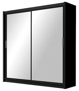 Moderní šatní skříň 203 cm s posuvnými dveřmi v černé barvě KN453