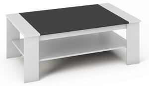 Konferenční stolek 120x71 cm v kombinaci bílé a černé barvy s policí KN534