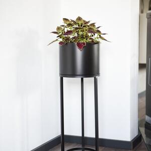 Vivanno květináč na vysokých nohách ELEVATE ROUND, ocel, výška 69 cm, černý mat