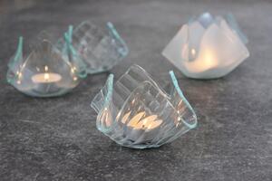 BDK-GLASS Skleněný svícen KVĚT - ornamentální sklo Stalactit