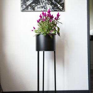 Vivanno květináč na vysokých nohách ELEVATE ROUND, ocel, výška 79 cm, černý mat