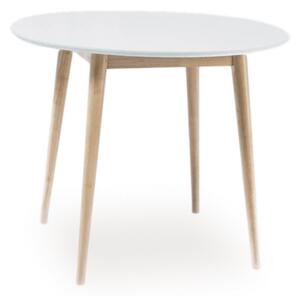 Jídelní stůl kulatý LARSON 90x90 cm bílá/dub bělený