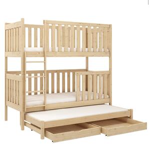 Dětská patrová postel s přistýlkou Emilka 90 x 200 cm - šedá