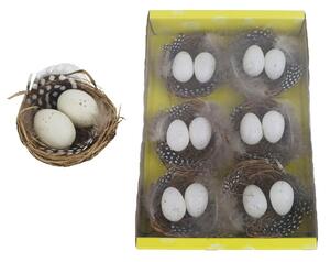 Velikonoční vajíčka v hnízdě, 6 ks X5773 - 6 cm
