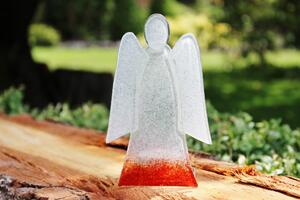 BDK-GLASS Skleněný svícen anděl 14cm - bílo-červený