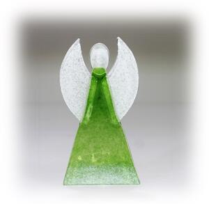 BDK-GLASS Skleněný svícen anděl 12cm - zelený