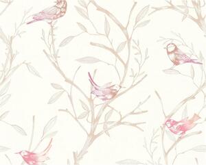 Vliesová tapeta na zeď Colibri 36623-3 | 0,53 x 10,05 m | růžová, béžová, bílá | A.S. Création