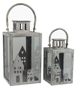 Sada 2 ks lucerna kovová K3675 / S2 - výška 25,5 cm a 19,5 cm