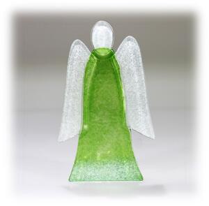 BDK-GLASS Skleněný svícen anděl 14cm - zelený