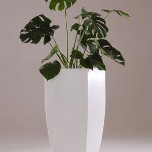 Vivanno samozavlažovací květináč CUBIC 70, sklolaminát, výška 70 cm, bílý mat