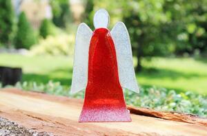BDK-GLASS Skleněný svícen anděl 14cm - červený
