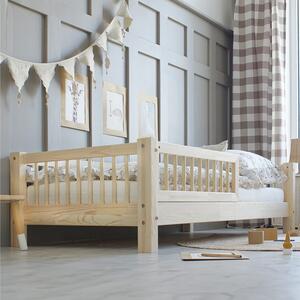 Masivní dětská postel se zábranou Basic 80 x 160 cm - přírodní