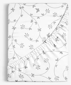 Goldea bavlněné napínací prostěradlo - šedé kytičky a motýlci na bílém 90 x 200 cm