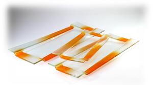 BDK-GLASS Skleněný obdélníkový tácek ZOOM oranžový Rozměr: 45x20cm
