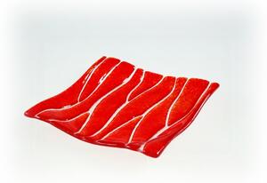 BDK-GLASS Skleněná dekorativní mísa OPTISCH - červená Rozměr: 15x15cm