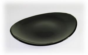 BDK-GLASS Skleněný oválný talíř OVAL ELLA tmavě šedý Rozměr: 30x23cm
