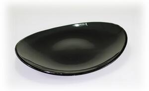 BDK-GLASS Skleněný oválný talíř OVAL ELLA tmavě šedý Rozměr: 34x26cm