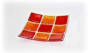 BDK-GLASS Skleněná miska KARO 15x15cm - oranžovo-červená