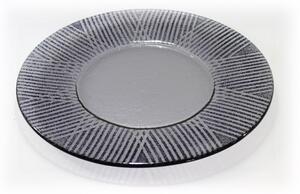 BDK-GLASS Klubový talíř FLASH 32cm - šedý s černým dekorem