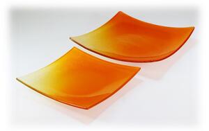 BDK-GLASS Čtvercová mělká mísa MATIZ 30x30cm - oranžová