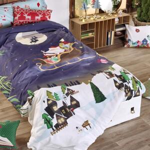 Dětské bavlněné povlečení na peřinu a polštář Mr. Fox Merry Christmas, 140 x 200 cm